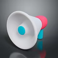 Modern White Computer Megaphone with Pink Blue Handle Stylish Desktop Accessory