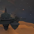 Futuristic City Architecture Featuring Dome Structures Starry Sky And Orange Terrain