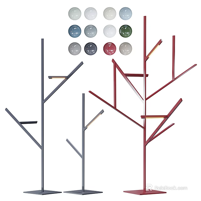 Modern Tree Shaped Floor Lamp With Multiple Color Options And Branch Design 3d model 