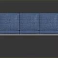 Modern Blue Fabric Sofa With Metal Frame And Three Seats