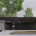 Modern Sales Office Building With Horizontal Slats And Stone Exterior Design