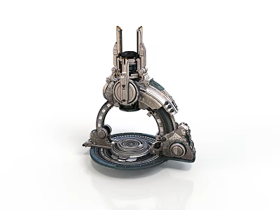 Futuristic Mechanical Structure With Circular Base Gear Components And Metallic Tower Parts 3d model
