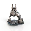 Futuristic Mechanical Structure With Circular Base Gear Components And Metallic Tower Parts