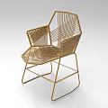 Stylish Modern Gold Woven Single Chair With Geometric Metal Frame Design