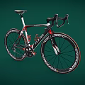 Koga Red Black and White Road Bicycle With Carbon Frame And Wheels On Green Background