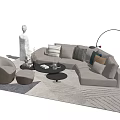 Quiet Sofa Tea Table Combination Sofa Coffee Table 3d model