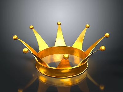 Golden Crown Shiny Decorative Household Item With Spheres And Reflection On Dark Background 3d model