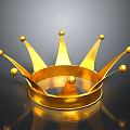 Golden Crown Shiny Decorative Household Item With Spheres And Reflection On Dark Background