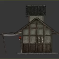 Traditional Chinese Architecture With Wooden Structure Tile Roof Eaves Red Lanterns And Outdoor Tables
