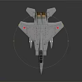 Fighter Jet Model With White Body Red Markings And Missiles On