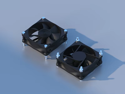 Black Square Cooling Fans With Metal Brackets For Daily Household Use 3d model