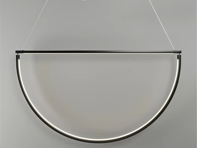 Modern Semicircular Chandelier With Black Metal Frame And Illuminated Edge 3d model