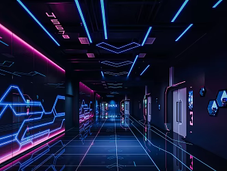 Modern Aisle Cyberpunk Cinema Passage 3d model