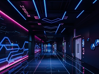 Modern Aisle Cyberpunk Cinema Passage 3d model