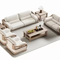 Modern Light Colored Sofa And Coffee Table Set With Side Tables Table Lamps And Rug 3d model