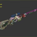 Futuristic Sniper Rifle Weapon Featuring Metallic Scope Blue Accents And Ergonomic Structure
