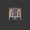 Ornament Decor Set With Metal Frame Triangle Signs Curtains Staircase Railings And Mobile Wheels