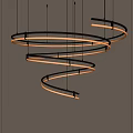 Modern Spiral Chandelier With Illuminated Curved Strips For Contemporary Interior Design