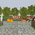Scenic Wall With Orange Paradise Sign Surrounded By Fruit Trees And Oranges