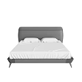Modern Double Bed With Gray Headboard White Bed Sheets And Pillows 3d model