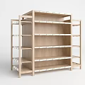 Wooden Multi Tiered Open Display Shelving For Retail Store With Label Strips