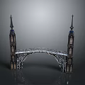 Intricate Gothic Architectural Model With Twin Spired Towers And Arched Bridge