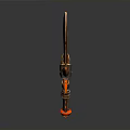Fantasy Style Sword With Orange And Black Flame Pattern And Ornate Hilt 3d model
