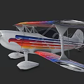 Vibrant Biplane with Colorful Striped Wings and Classic White Fuselage