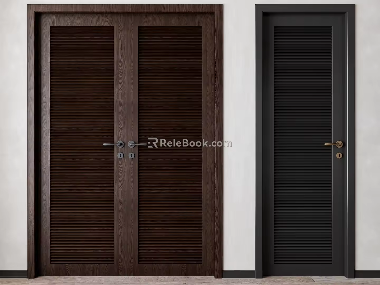 Retro wind shutter door combination 3d model