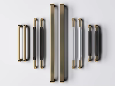 Modern Cabinet Handles In Brass Black And Silver Colors For Home Furniture Design 3d model