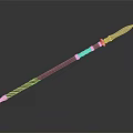 Traditional Spear With Wooden Shaft Twisted Design Metal Accents Golden Details And Sharp Blade
