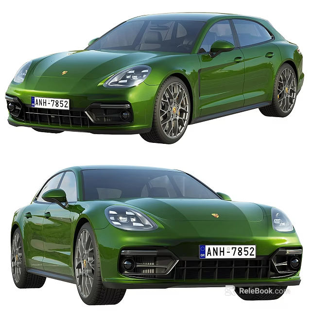 Green Luxury Sports Car Featuring Sporty Design Alloy Wheels And Front Grille 3d model 
