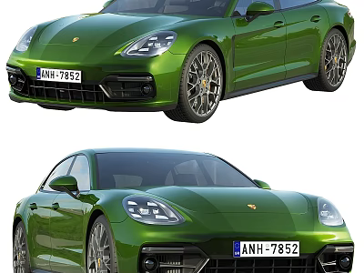 Green Luxury Sports Car Featuring Sporty Design Alloy Wheels And Front Grille 3d model