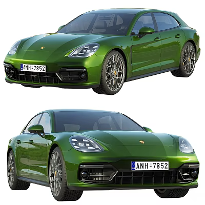 Green Luxury Sports Car Featuring Sporty Design Alloy Wheels And Front Grille 3d model