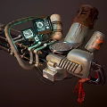 Futuristic Sci Fi Weapon With Display Screens Pipes And Metallic Containers 3d model