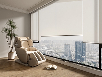 Pull curtain roller curtain floor-to-ceiling window massage chair 3d model