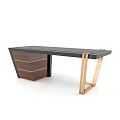 Modern Luxury Dining Table With Gold Metal Legs And Elegant Walnut Side Storage Cabinet