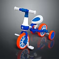 Blue And White Toddler Tricycle With Orange Rim Wheels For Kids Playtime