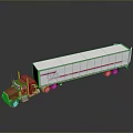 Red Cab Semi Truck With White Trailer And Red Stripe Design