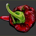 Vibrant Red Chili Pepper With Green Stem And Textured Surface On Gray Background 3d model