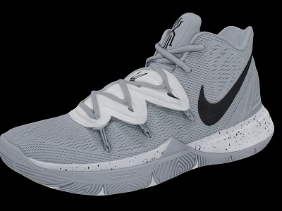 Gray Nike Basketball Shoes With Mesh Upper White Laces And Speckled Sole 3d model