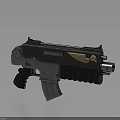 Black Tactical Submachine Gun With Golden Eagle Emblem And Ergonomic Design Features 3d model