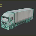 Silver Cargo Truck With Container Trailer Shiny Body And Multiple Wheels 3d model