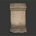 Ancient Stone Pedestal With Carved Texture And Historical Features On Gray Background