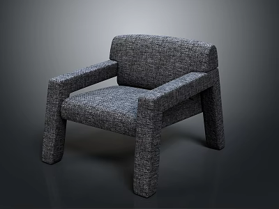 Single Sofa In Gray Fabric With Modern Simple Design And Square Armrest Legs 3d model