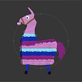 Colorful Striped Llama Doll With Pink Blue Purple Tail And Layers