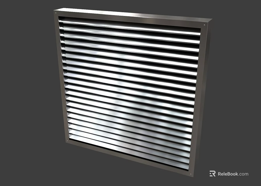 Hardware Tools Metal Louvered Ventilation Grille With Stainless Steel Square Frame 3d model 