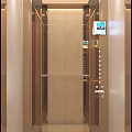 Elegant Modern Elevator Interior Design With Marble Wall Wooden Panels And Control Panel 3d model