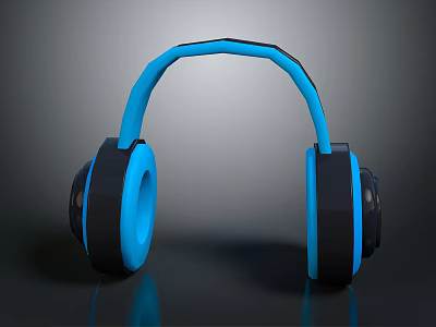 Stylish Over Ear Headphones With Blue And Black Modern Design For Electronics 3d model