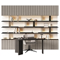 Modern office desk and chair bookcase 3d model